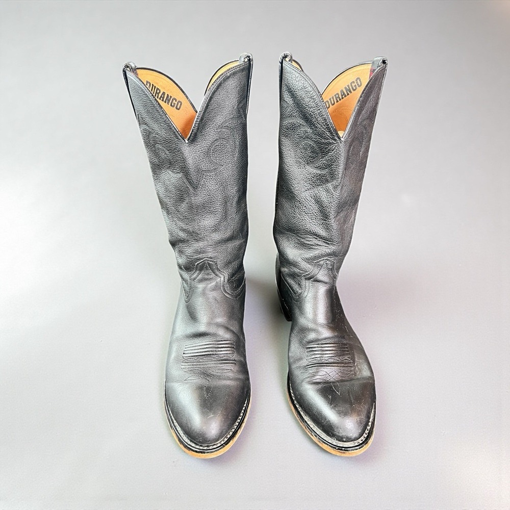 Durango Black Leather Western Cowboy Boots Style SW4200 Mens Size 10EE Roping - Picture 3 of 7